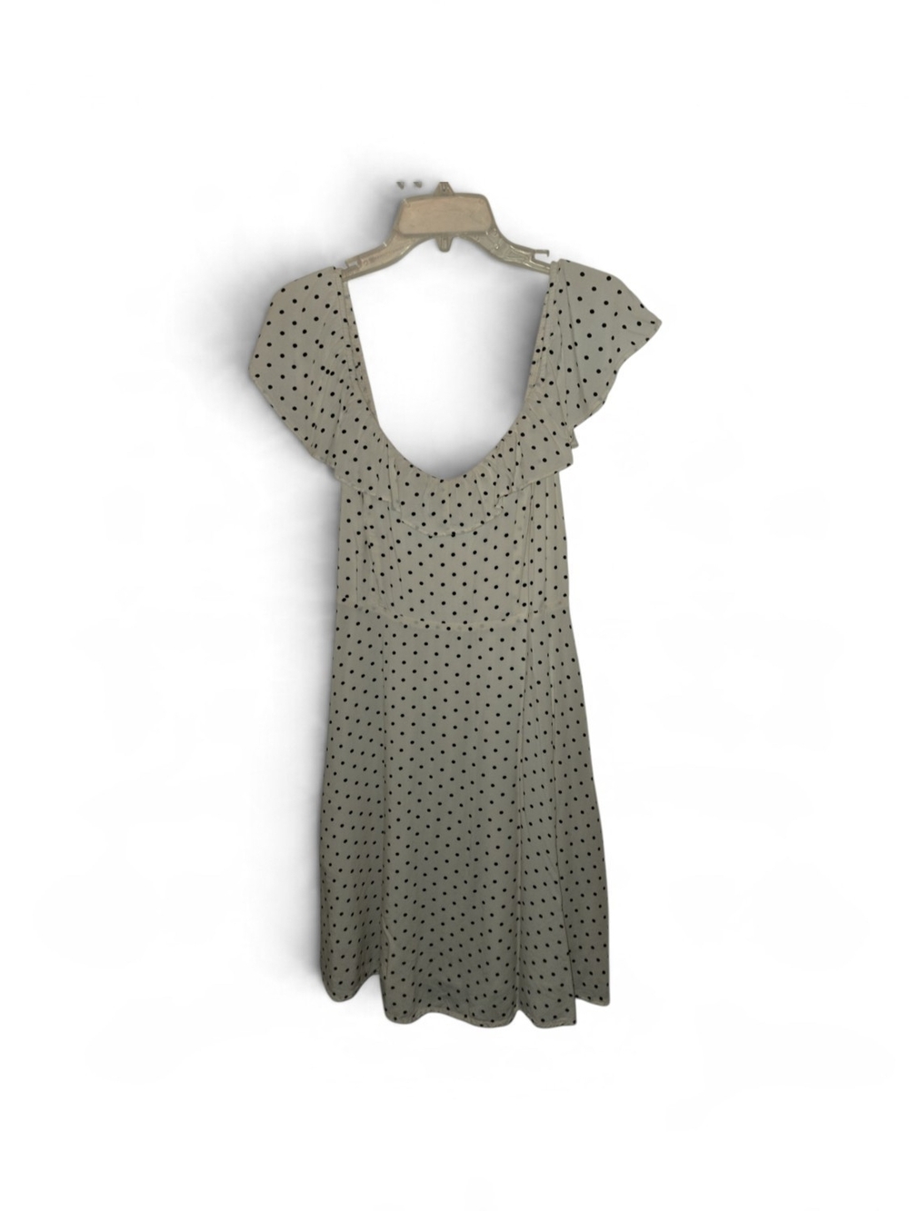 Old Navy Cream Polka Dot Midi Dress with Flutter Sleeves, Size M,EUC